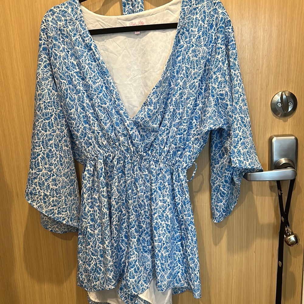 Pink Lilly blue romper